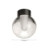 Balcony Mini Black Globe Glass Flush Mount Ceiling Lamp #size