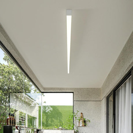 Balcony Minimalist White Linear Flush Mount Light Image - 1