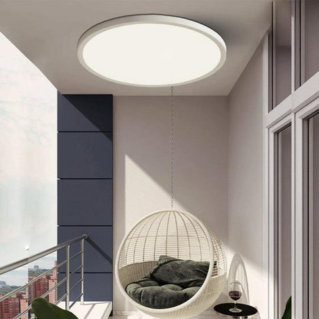 Balcony Simple White Round Dimmable Flush Mount Light Image - 1