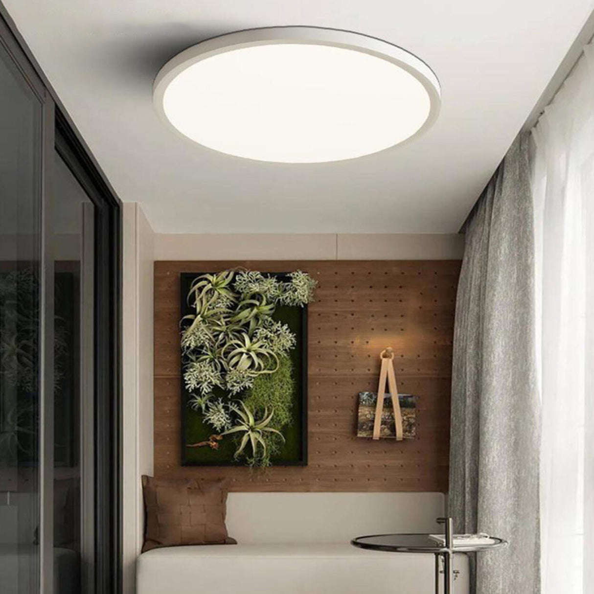 Balcony Simple White Round Dimmable Flush Mount Light Image - 10