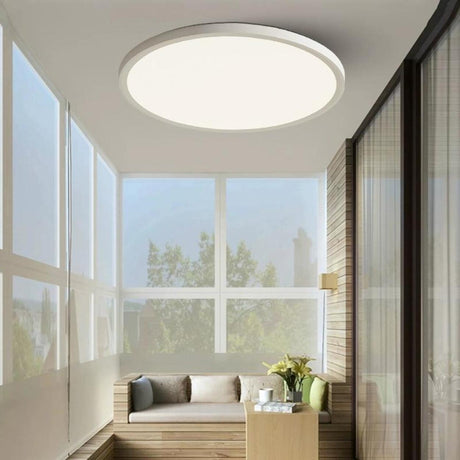 Balcony Simple White Round Dimmable Flush Mount Light Image - 2