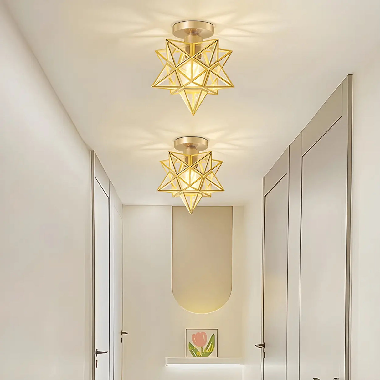 Balcony White Star-Shaped Semi-Flush Mount Ceiling Lamp Image - 20