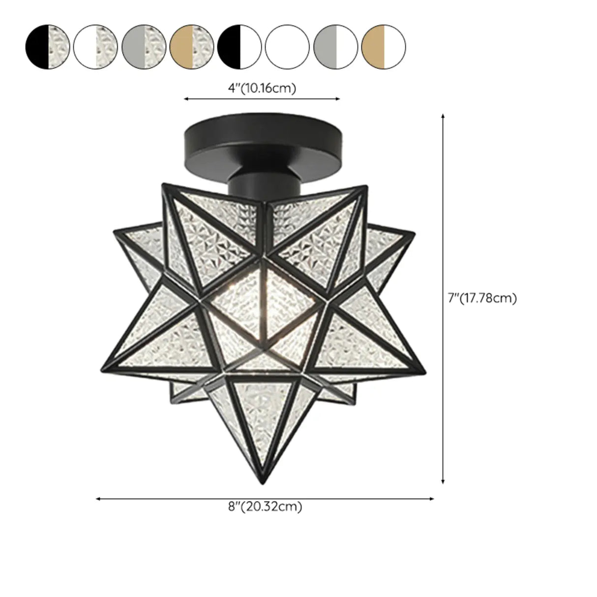 Balcony White Star-Shaped Semi-Flush Mount Ceiling Lamp 