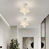 Balcony White Star-Shaped Semi-Flush Mount Ceiling Lamp Image - 3