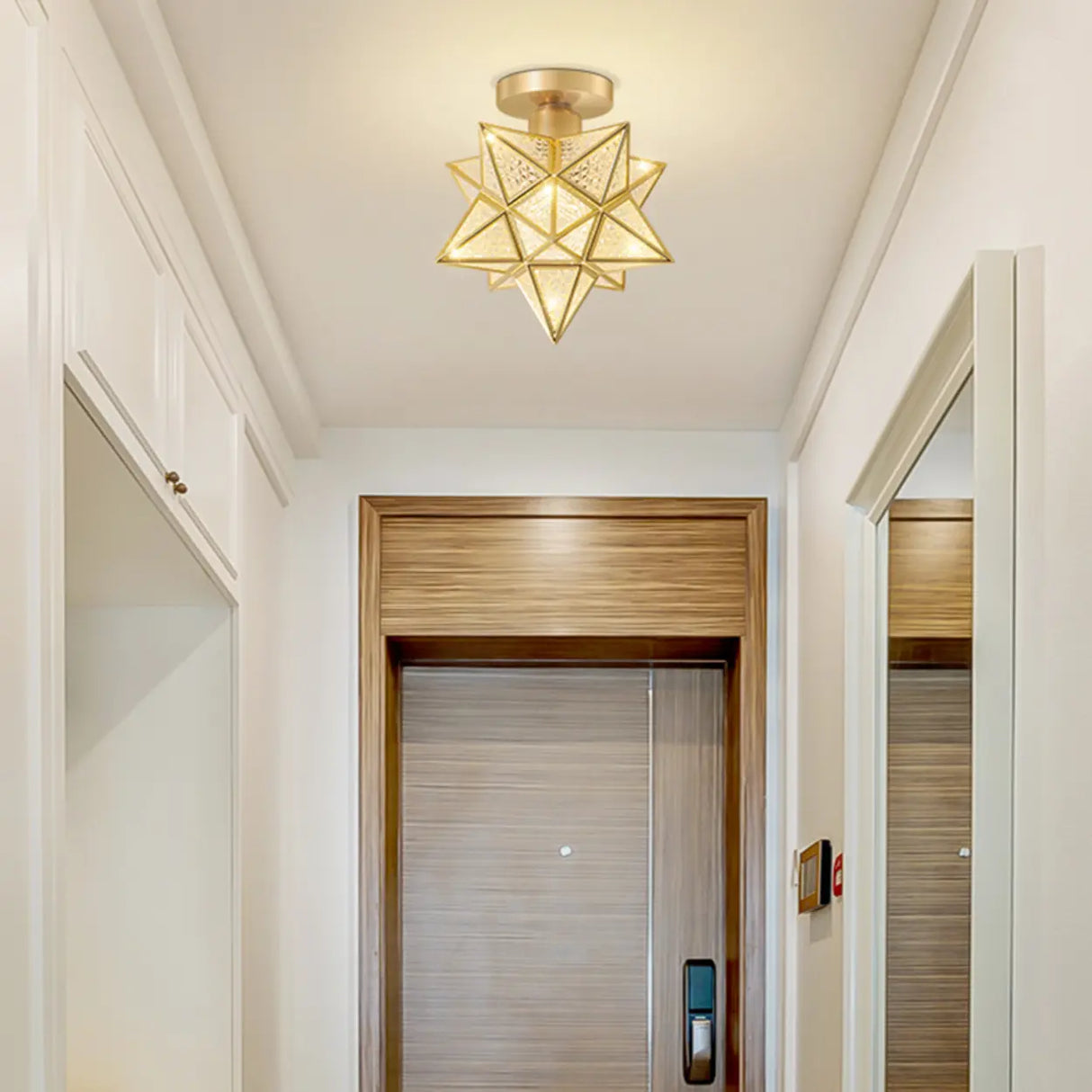 Balcony White Star-Shaped Semi-Flush Mount Ceiling Lamp Image - 7