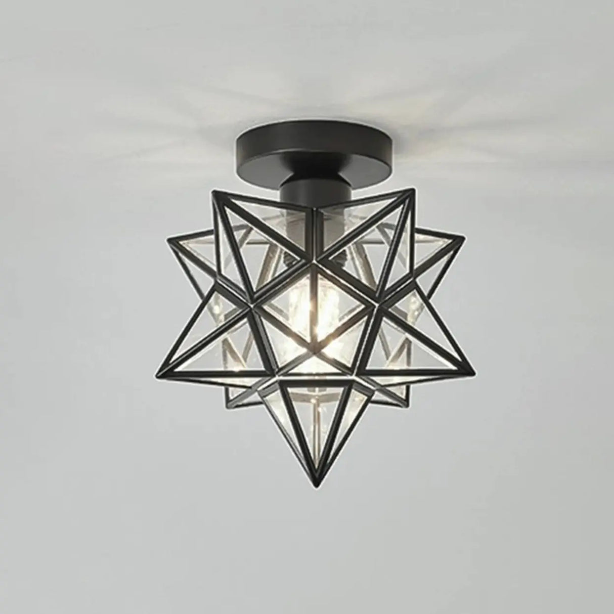 Balcony White Star-Shaped Semi-Flush Mount Ceiling Lamp Image - 9