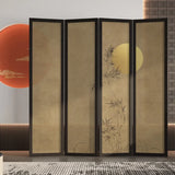 Bamboo and Moon Canvas Decorative Folding Room Divider Image - 3