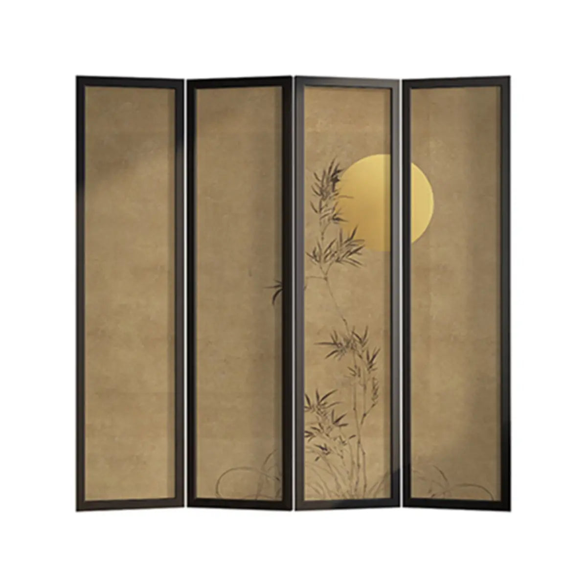 Bamboo and Moon Canvas Decorative Folding Room Divider Image - 5