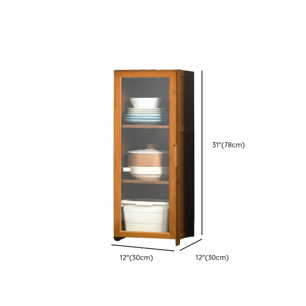 Bamboo Kitchen Hutch Brown 7 Shelves Tall China Cabinet Image - 28