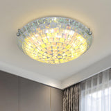 Baroque Bowl Square-Cut Glass Flush Mount Ceiling Light Image - 1