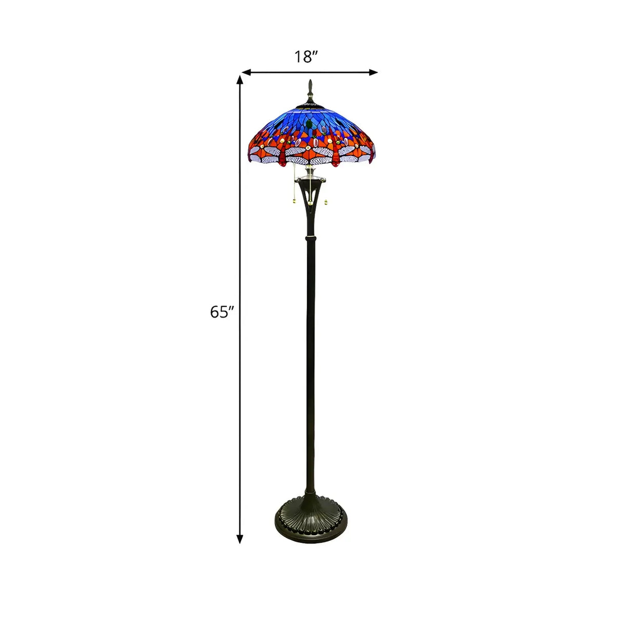 Baroque Dragonfly Stained Glass Yellow Metal Floor Lamp 