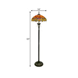 Baroque Dragonfly Stained Glass Yellow Metal Floor Lamp Image - 14