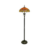 Baroque Dragonfly Stained Glass Yellow Metal Floor Lamp Image - 3