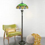 Baroque Dragonfly Stained Glass Yellow Metal Floor Lamp Image - 5