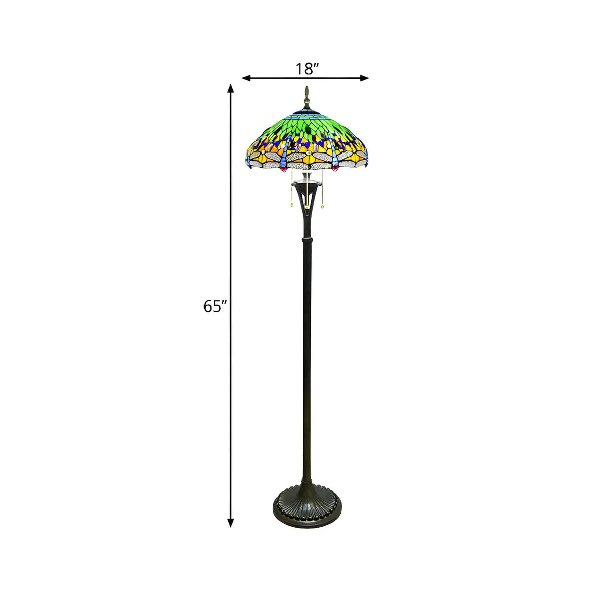 Baroque Dragonfly Stained Glass Yellow Metal Floor Lamp Image - 8