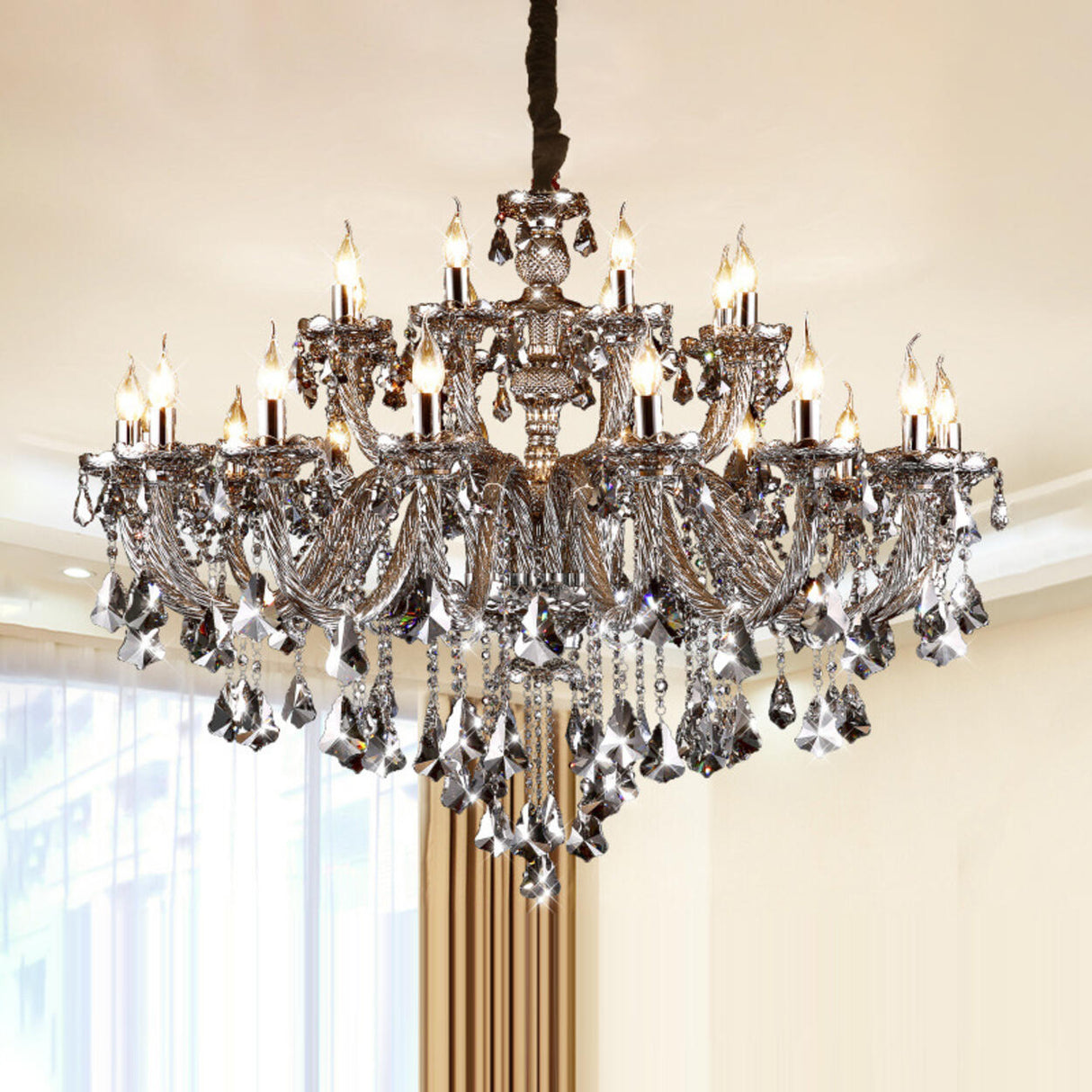  Baroque Luxury Crystal Candelabra Light Chandelier Image - 13