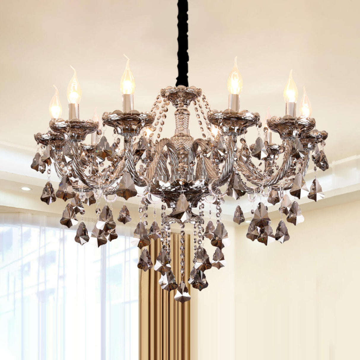  Baroque Luxury Crystal Candelabra Light Chandelier Image - 7