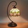 Baroque Metal Pink Floral Stained Glass Curvy Desk Lamp Image - 8