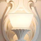 Baroque Ornate White Gypsum Design LED Wall Sconce Image - 5