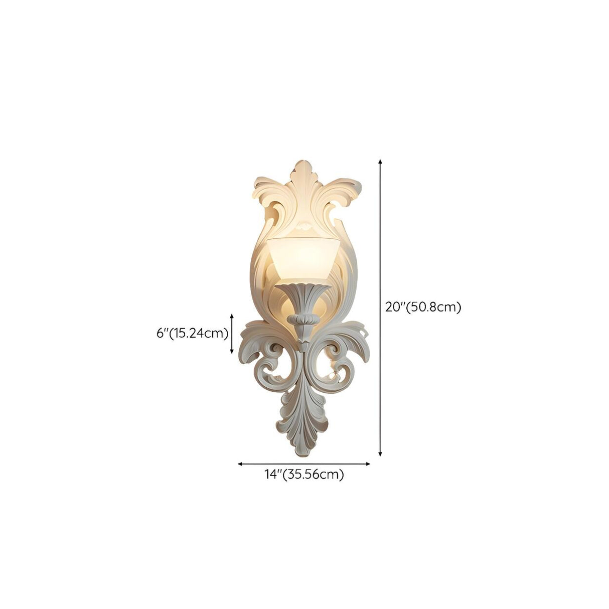 Baroque Ornate White Gypsum Design LED Wall Sconce 