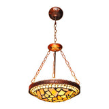 Baroque Rustic Amber Stained Glass Dome Pendant Chandelier Image - 3