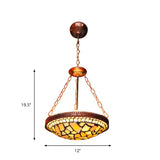 Baroque Rustic Amber Stained Glass Dome Pendant Chandelier #size