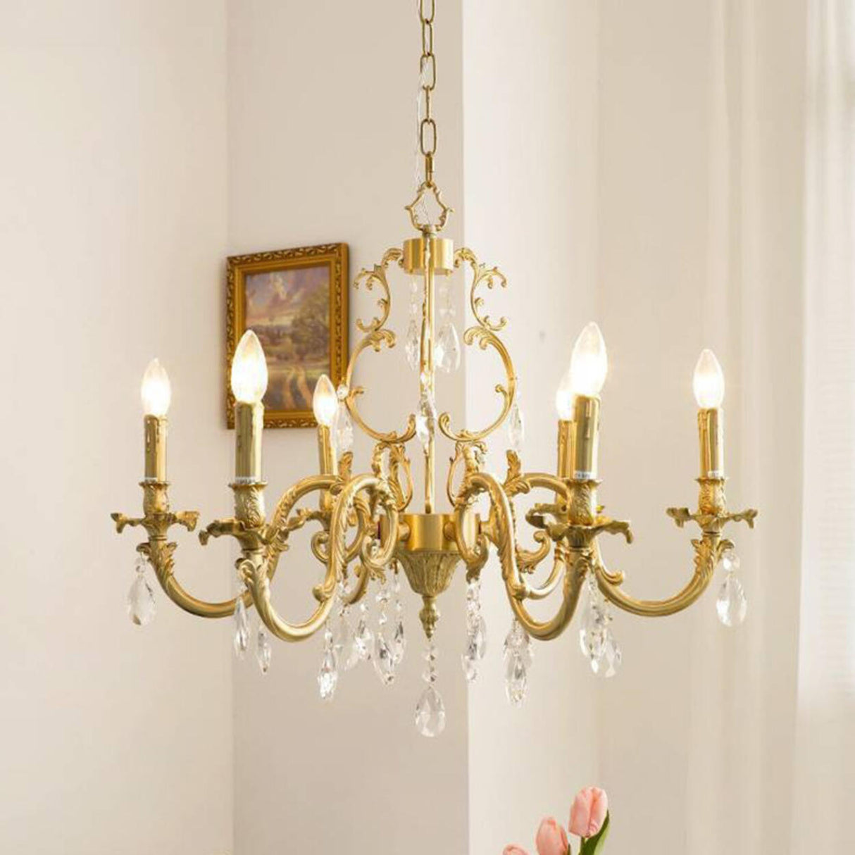 Baroque Vintage Gold Crystal Candelabra Chandelier Image - 1