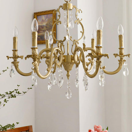 Baroque Vintage Gold Crystal Candelabra Chandelier Image - 14