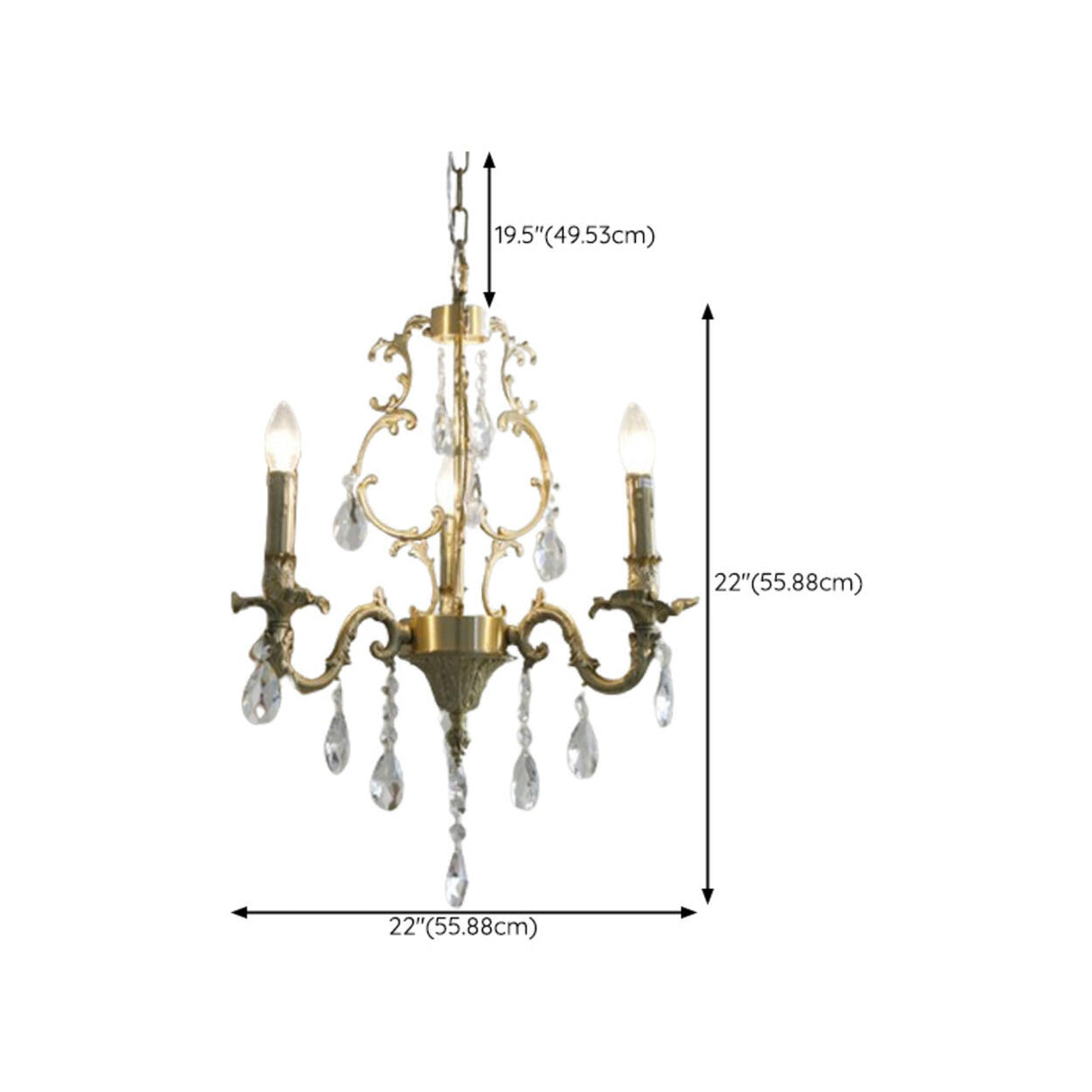 Baroque Vintage Gold Crystal Candelabra Chandelier 