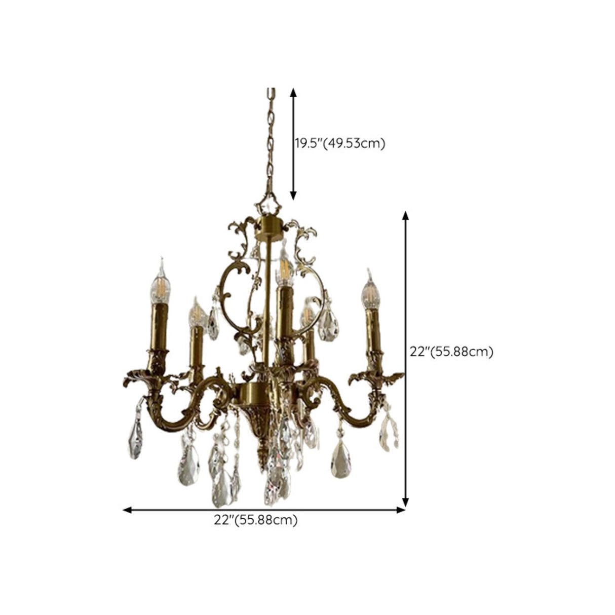 Baroque Vintage Gold Crystal Candelabra Chandelier Image - 18