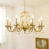 Baroque Vintage Gold Crystal Candelabra Chandelier Image - 2