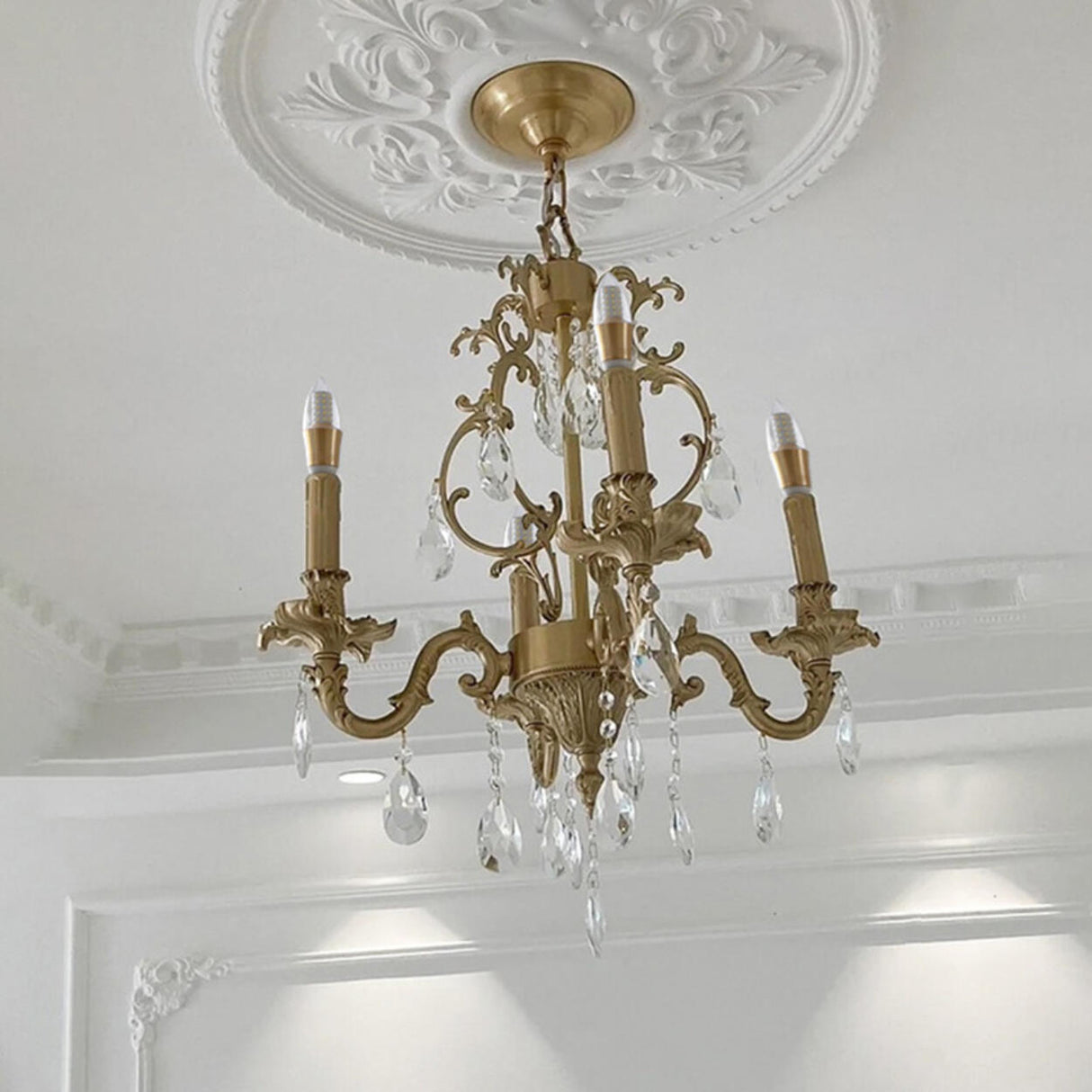 Baroque Vintage Gold Crystal Candelabra Chandelier Image - 3