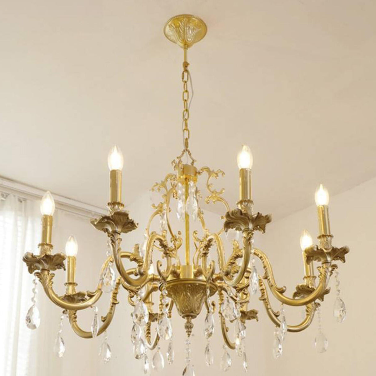 Baroque Vintage Gold Crystal Candelabra Chandelier Image - 4