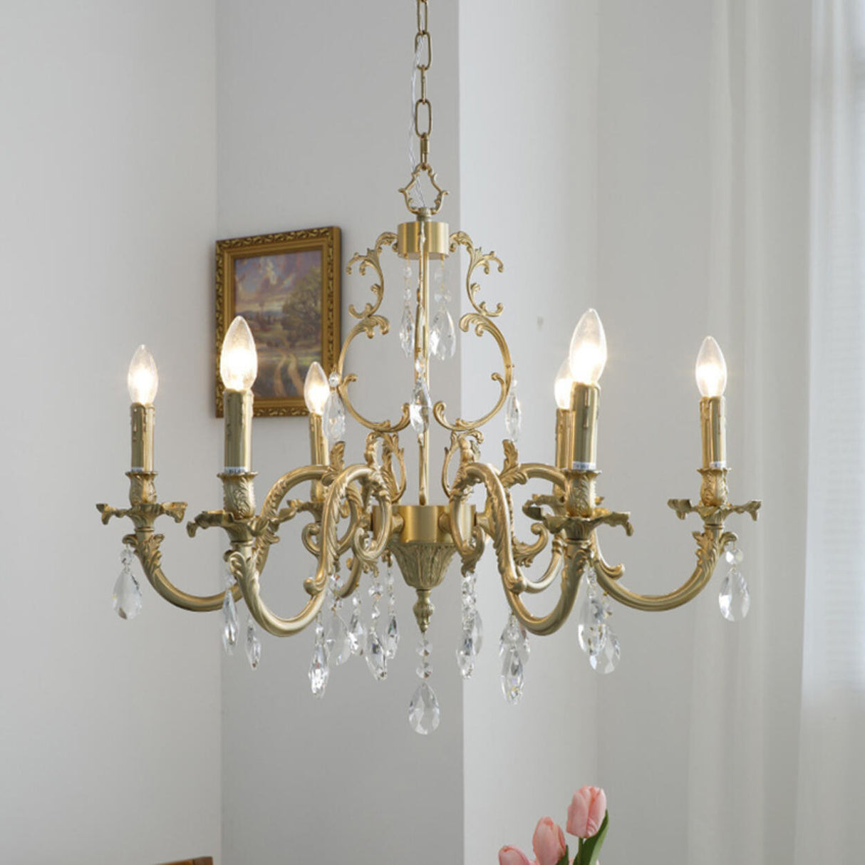 Baroque Vintage Gold Crystal Candelabra Chandelier Image - 7