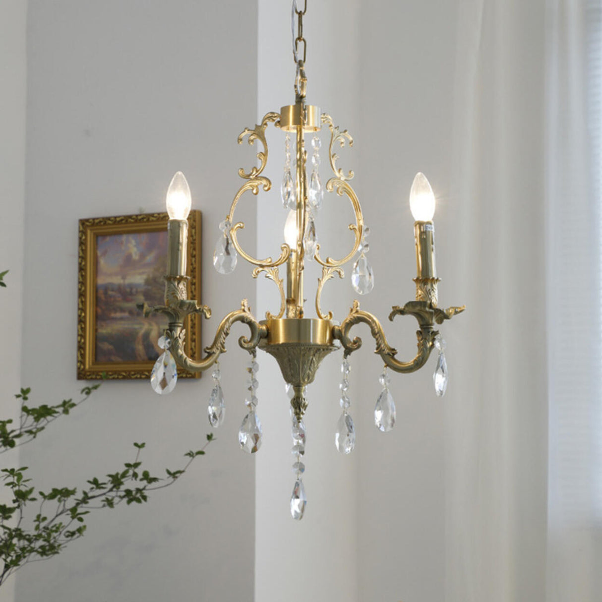 Baroque Vintage Gold Crystal Candelabra Chandelier Image - 9