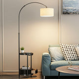 Barrel Adjustable Arched Floor Lamp with Side Table Image - 4