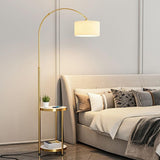 Barrel Adjustable Arched Floor Lamp with Side Table Image - 5