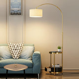 Barrel Adjustable Arched Floor Lamp with Side Table Image - 6