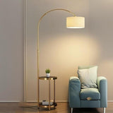 Barrel Adjustable Arched Floor Lamp with Side Table Image - 7