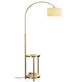 Barrel Adjustable Arched Floor Lamp with Side Table Image - 9