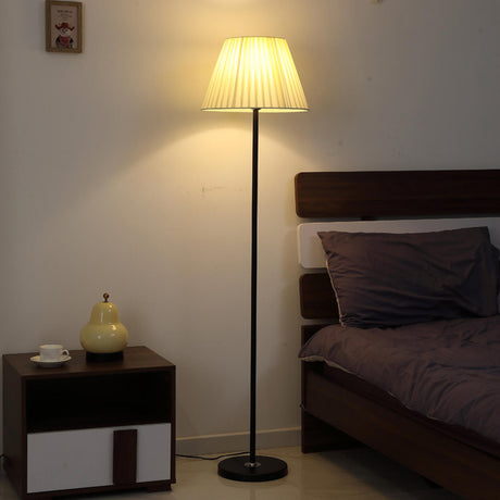 Barrel Contemporary Pleated Fabric LED Floor Lamp Image - 2