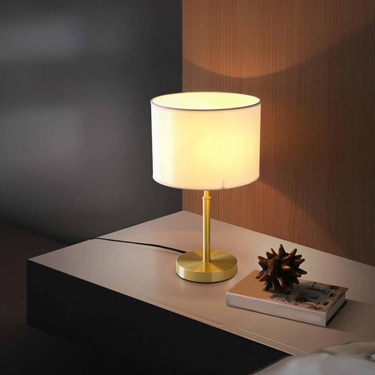 Barrel Shade Metal Base Table Lamp with Rocker Switch Image - 1