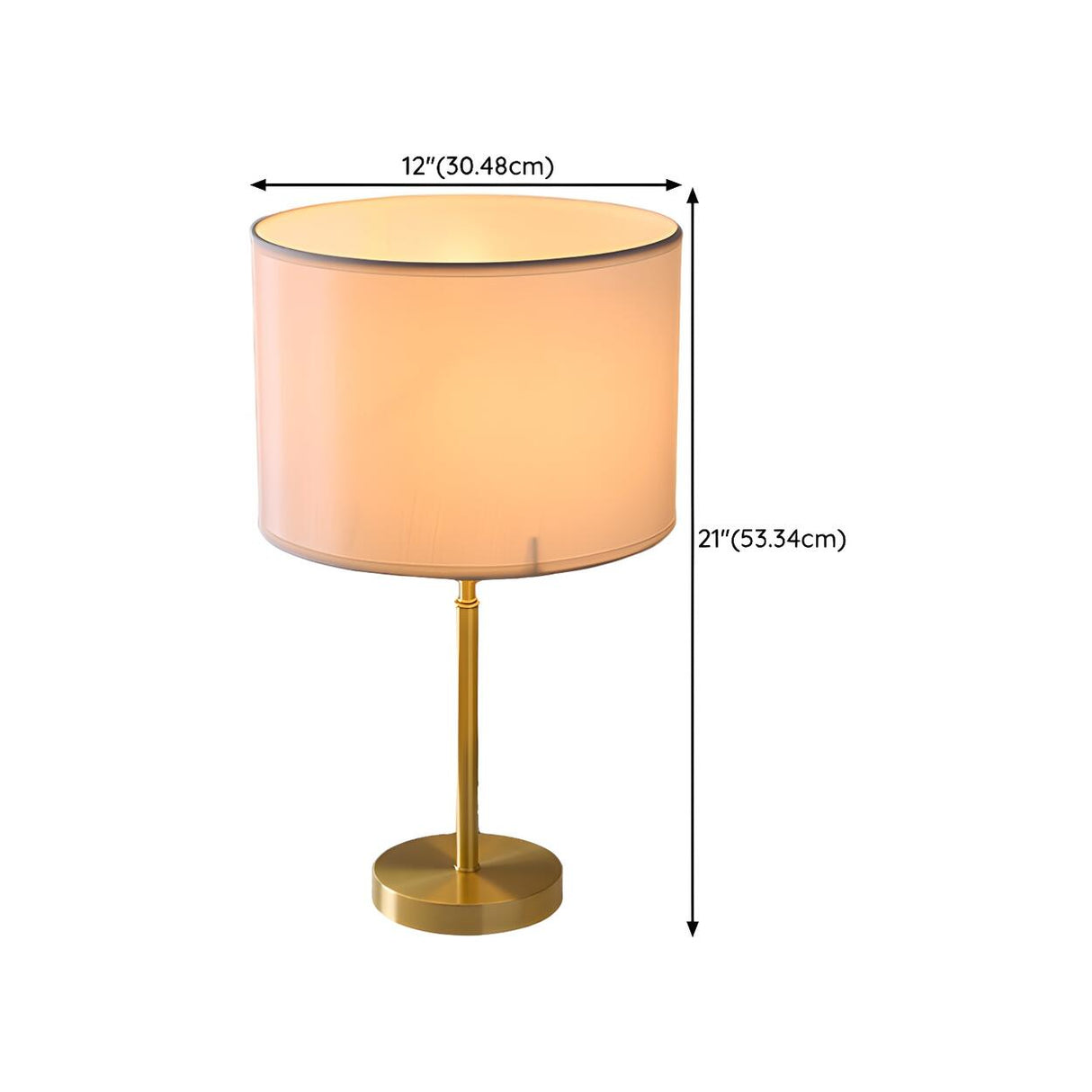 Barrel Shade Metal Base Table Lamp with Rocker Switch Image - 11