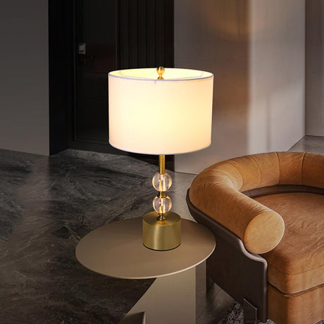 Barrel-Shaped Spherical Clear Crystal Column Table Lamp Image - 2