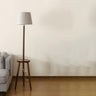 Barrel Wooden Tripod Floor Lamp with Side Table Image - 5