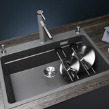 Basket Strainer Center-Back Drain Granite Kitchen Sink Image - 4