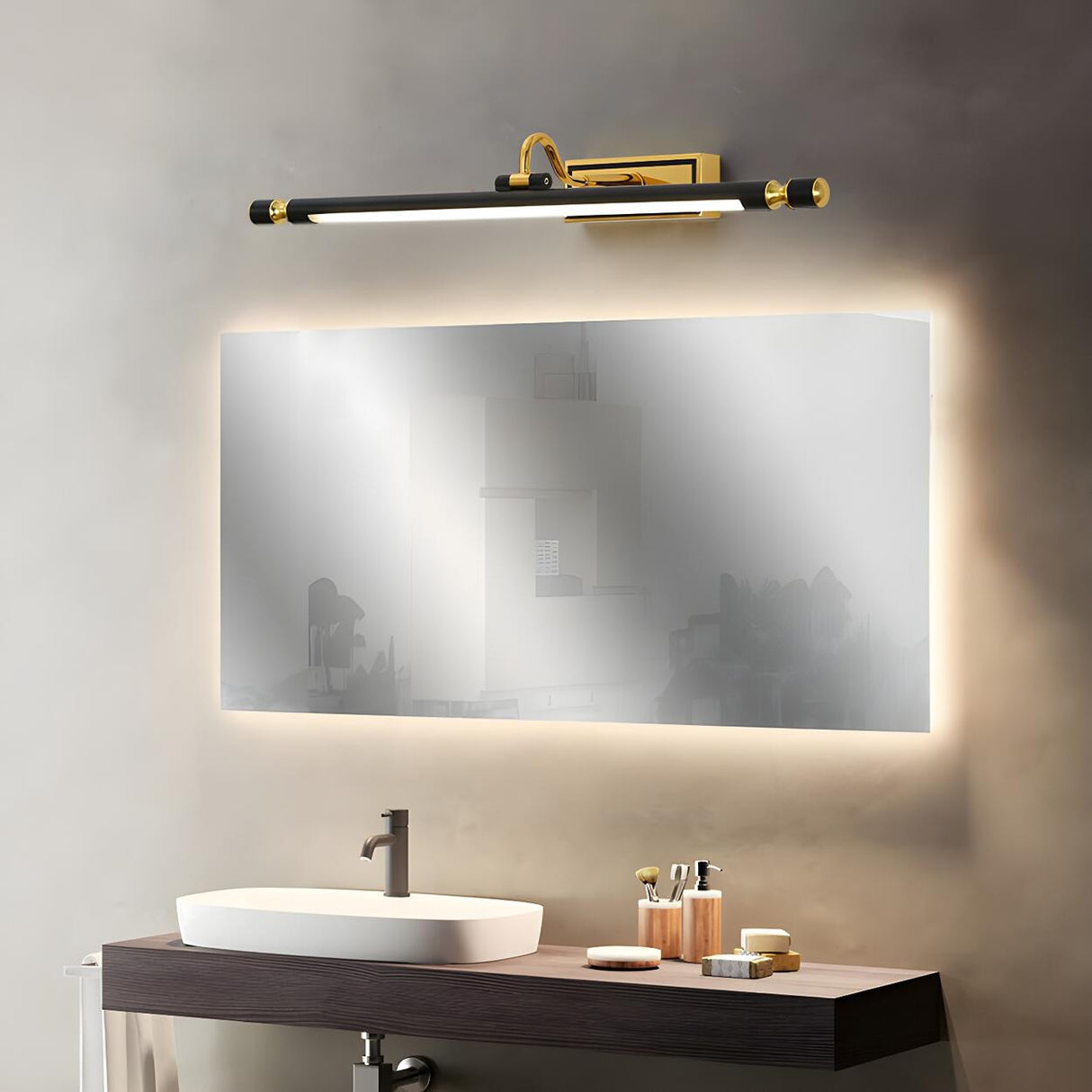 Bathroom American Retro Black LED Mirror Vanity Light Image - 2