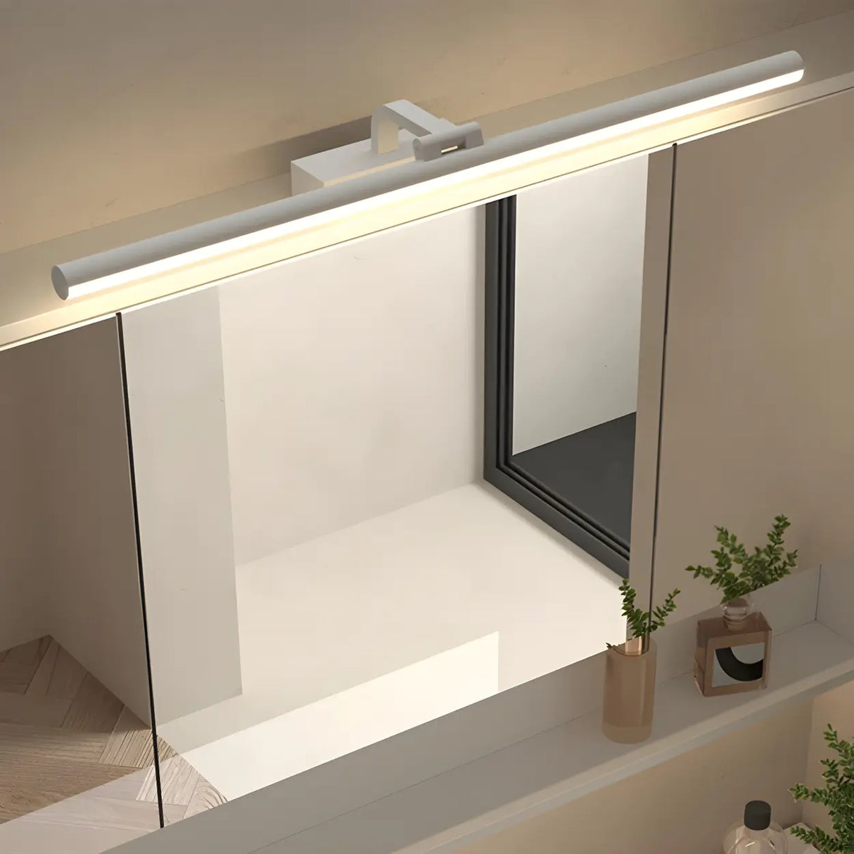 Bathroom Black Modern Linear Metal LED Vanity Light Image - 4