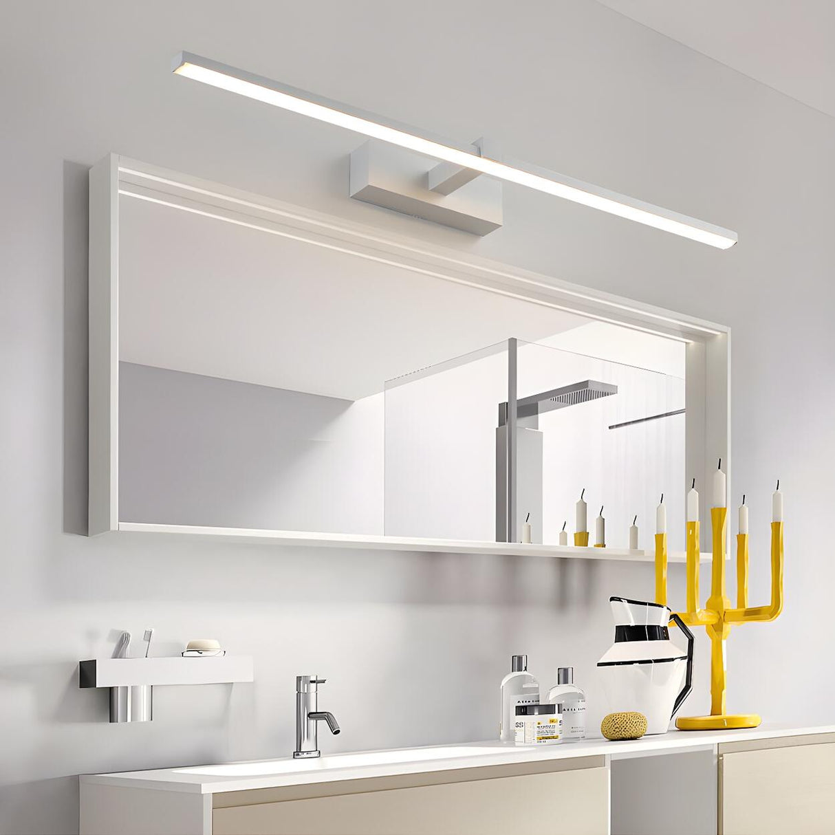 Bathroom Cabinet Stylish Anti-Fog Linear Vanity Light Image - 5