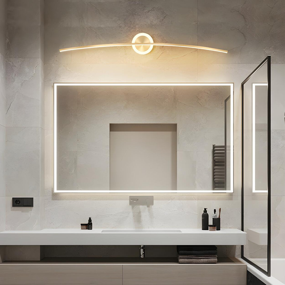 Bathroom Creative Minimalist Curved Strip Vanity Light Image - 18